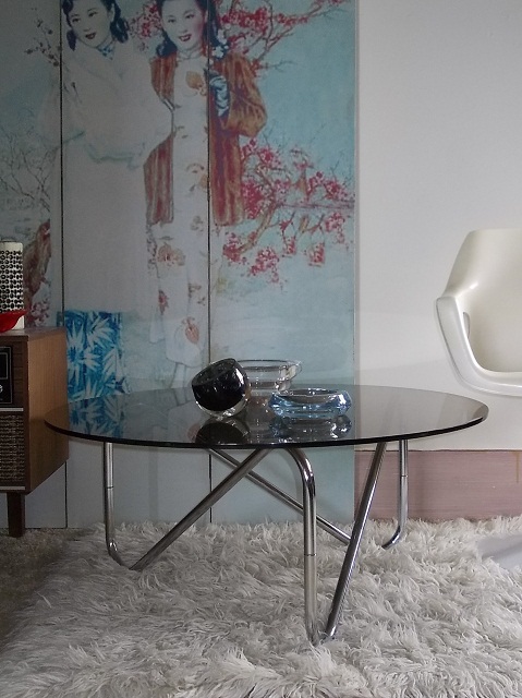 Smoked Glass and Chrome Coffee Table