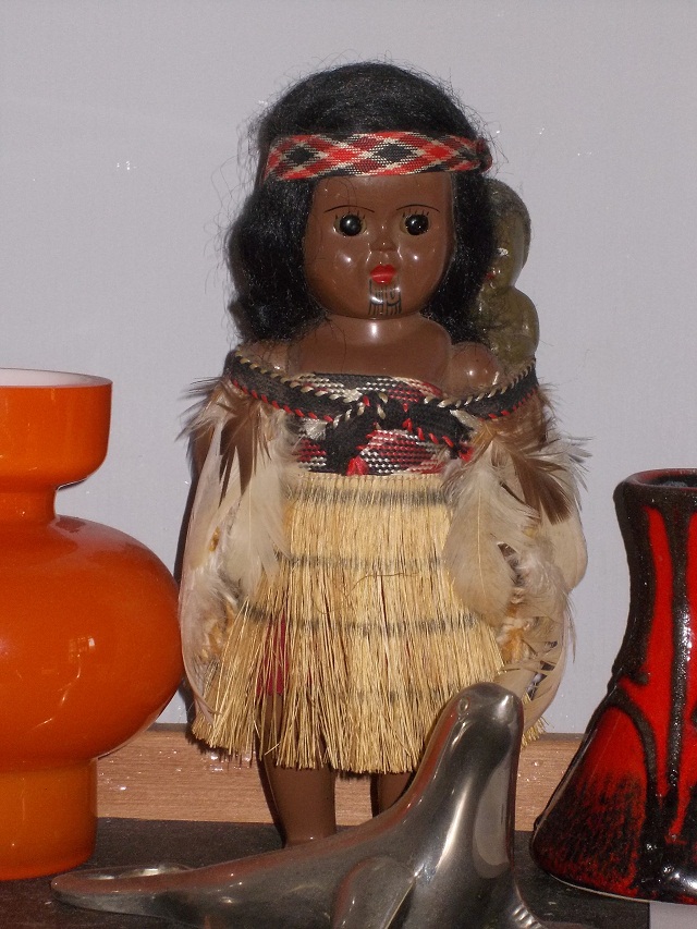 Feather Cloaked Maori Doll with Baby